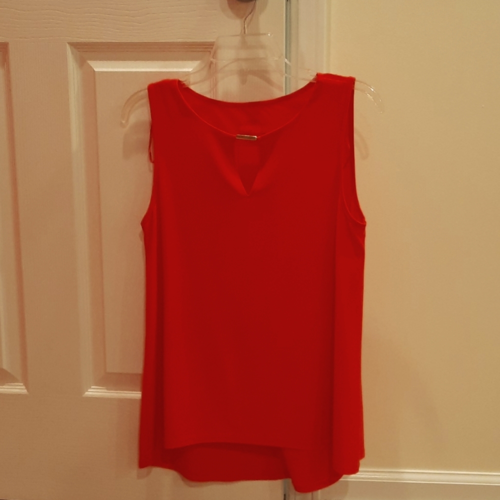 Orange dressy tank with keyhole front